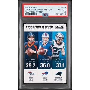 2021 Panini Score Fantasy Stars #FS9 Lock/Allen/Mccaffrey Fantasy Stars PSA 8